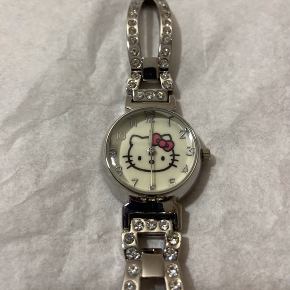 RARE Vintage 90s Sanrio Hello Kitty Watch with crystals - Picture 1 of 8